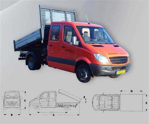 Camionnette benne basculante double cabine 6 pl.