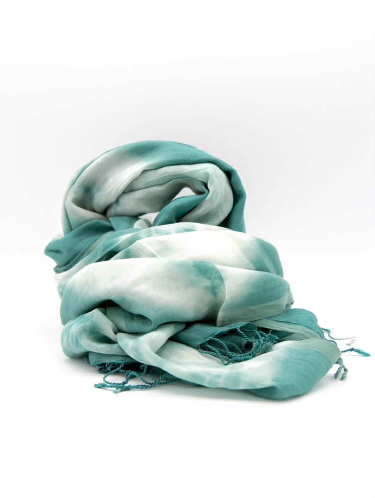 Scarf - Half Silk - Tie dye - Green