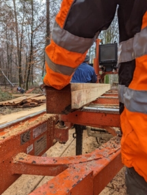 Transformation de la matière première en planches et chevron