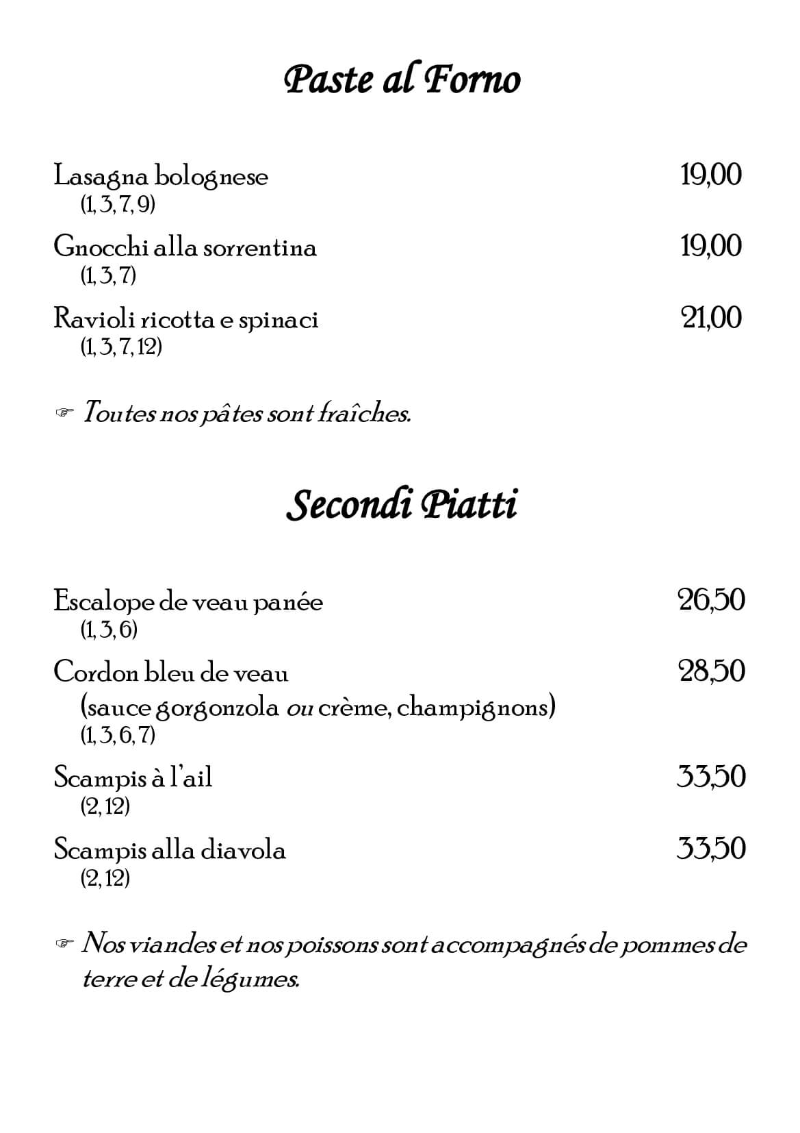 Paste al Forno & Secondi Piatti