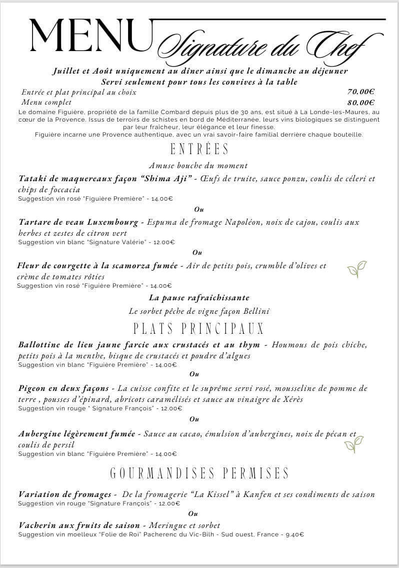 Menu Signature 1