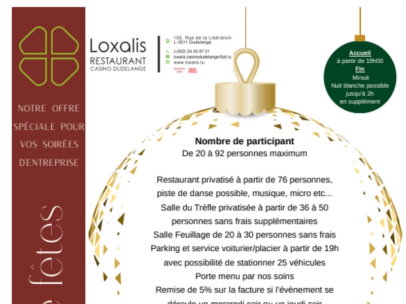 Menu fin d'année soirée d'entreprise