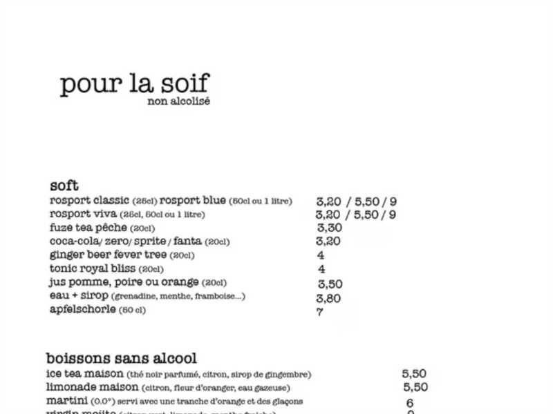 Boissons non alcoolisées