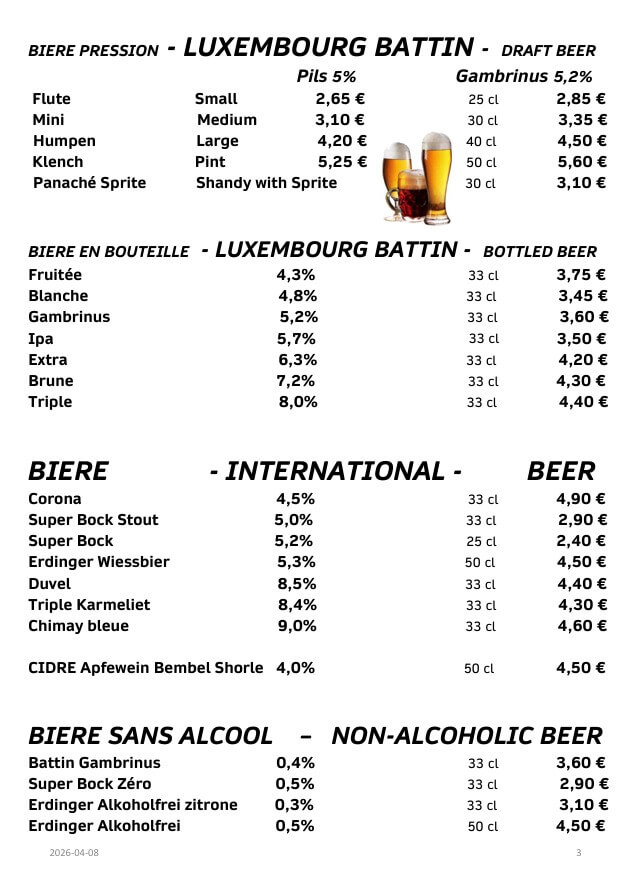Carte Boissons