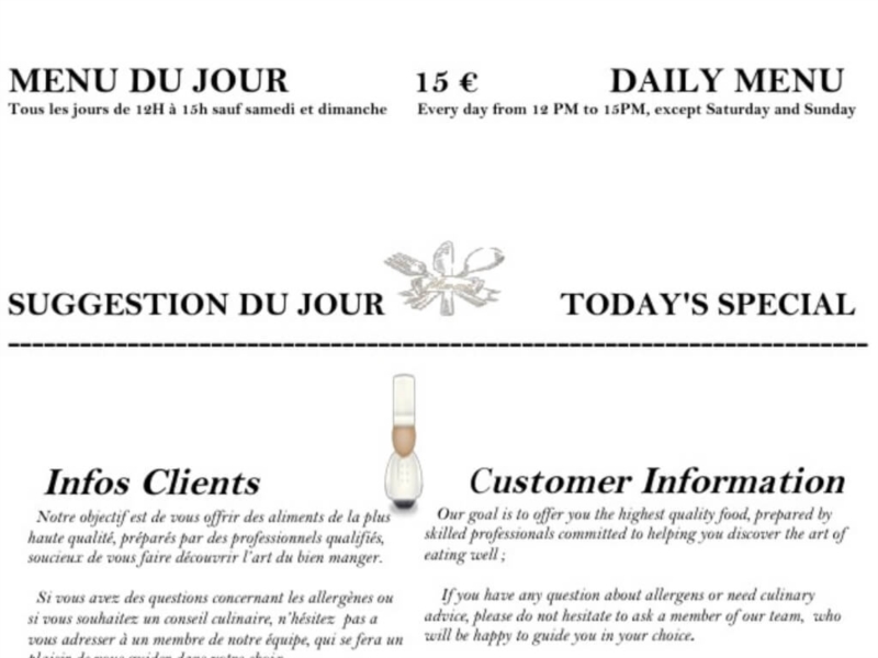 Carte MENU