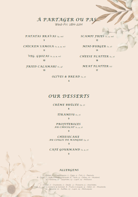 Carte - Menu