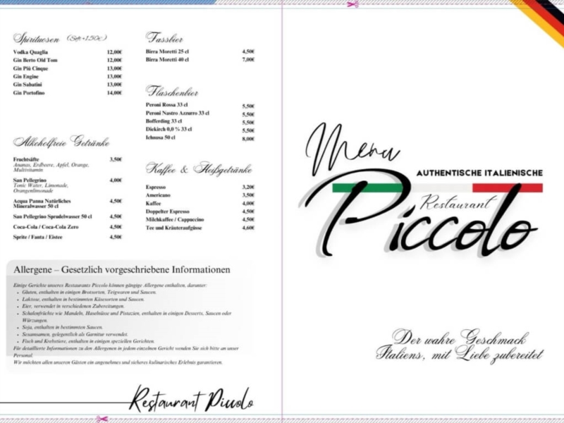Menu en Allemand