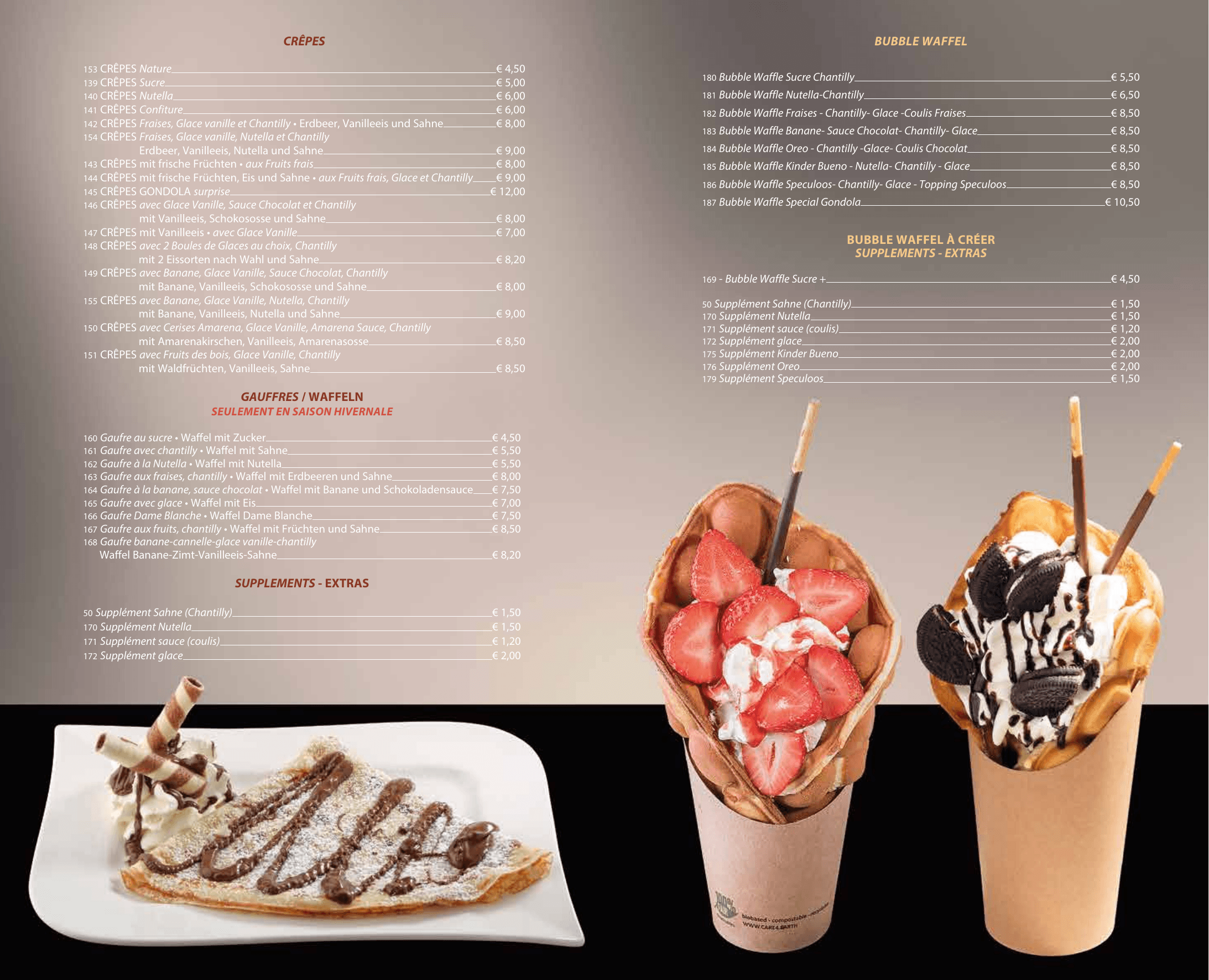 Crêpes, gaufres, bubble waffel 